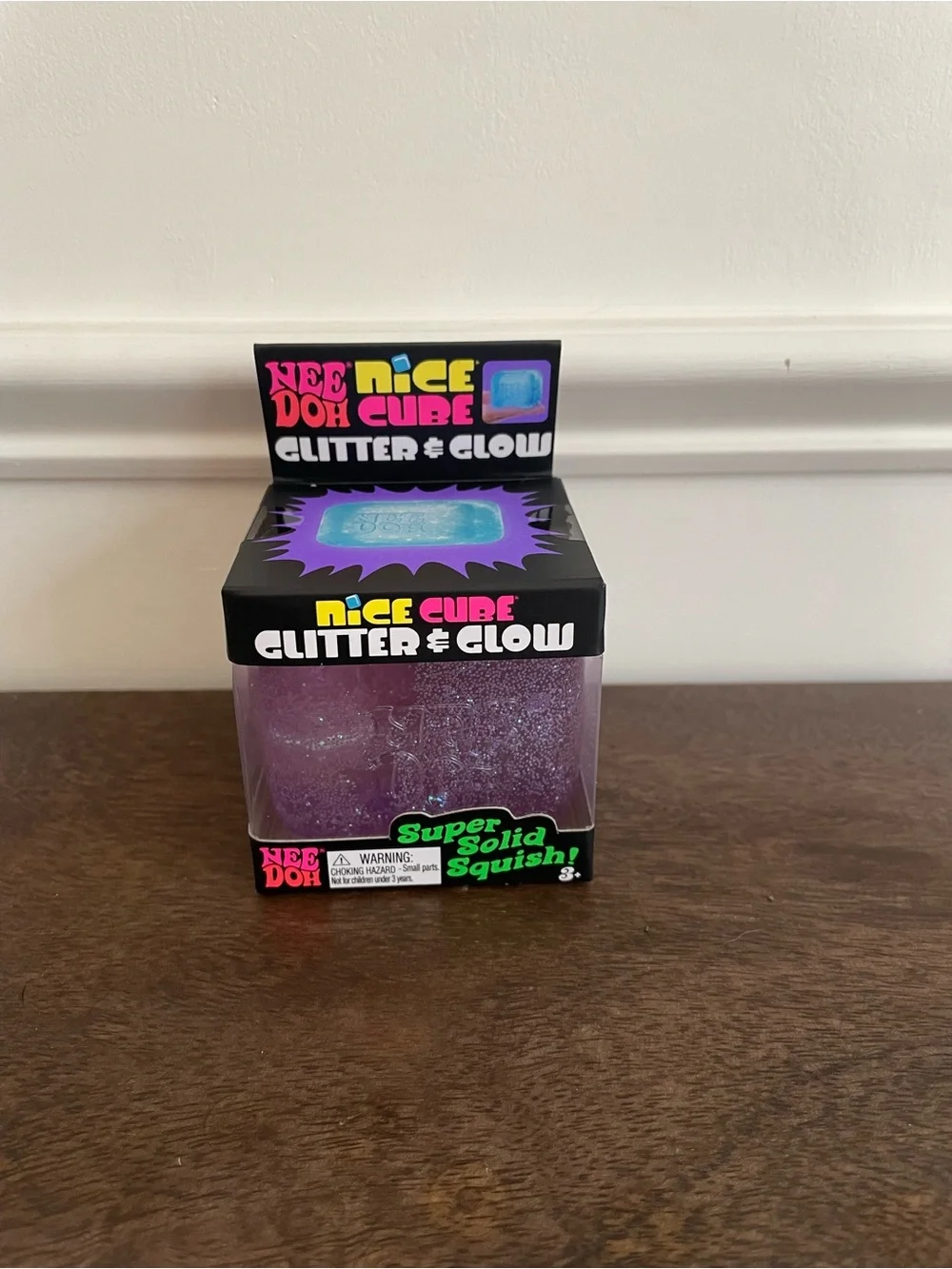 NeeDoh Nice Cube Glitter & Glow - Purple Squish Toy
